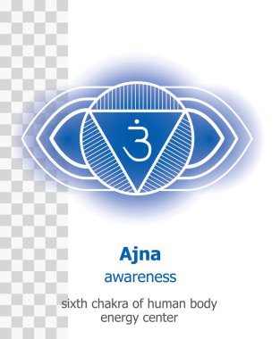 Ajna. Çakra izole minimalist düz simgesi - yoga stüdyosu, afiş, poster, Hinduizm, Budizm ve Ayurveda kullanılan simge vektör. Düzenlenebilir kavramı.