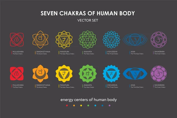 Chakras Sistema Cuerpo Humano Utilizado Hinduismo Budismo Ayurveda Para Diseño — Vector de stock