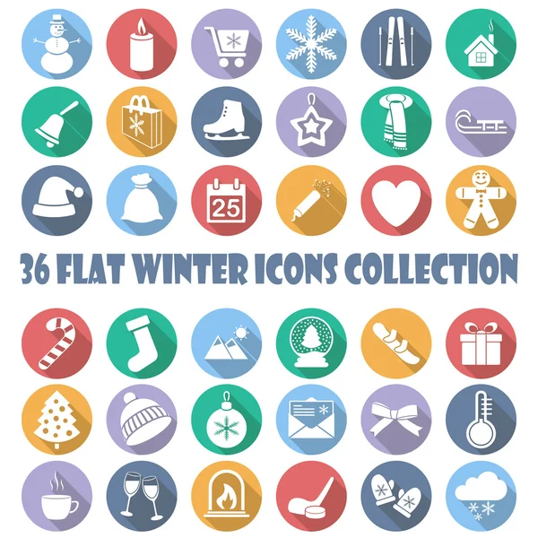 Vektör düz kış daire simgesi toplama