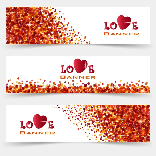 Yürekleri üç afiş kümesi. Sevgililer günü