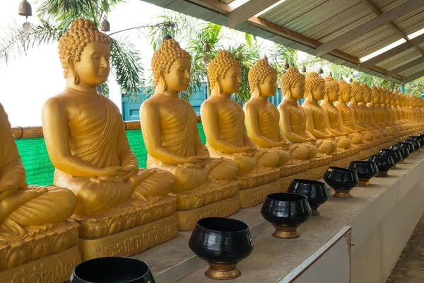 Ряд золотой статуи Будды на Пхукете — стоковое фото