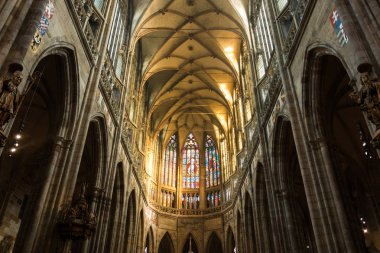 Prag, Çek Cumhuriyeti - 01.01.2017: Hradcany, St. Vitus Katedrali Prag Kalesi en ünlü kilisede olduğunu