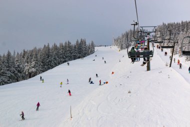 SPINDLERUV MLYN, CZECH REPUBLIC - 7.01.2017: Czech ski resort Spindleruv Mlyn, Medvedin in mountain Krkonose