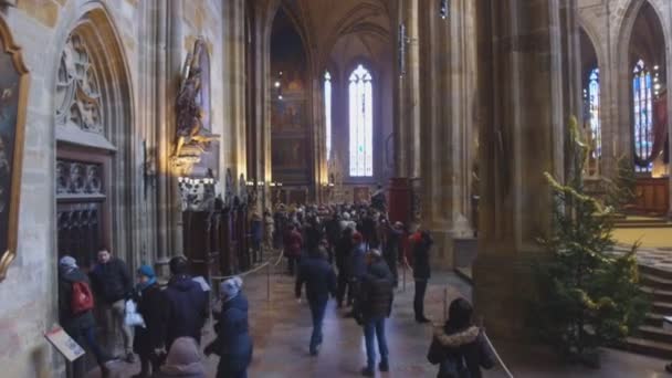 PRAGUE, RÉPUBLIQUE TCHÈQUE - 01.01.2017 : Cathédrale Saint-Vitus à Hradcany, est l'église la plus célèbre du Château de Prague — Video