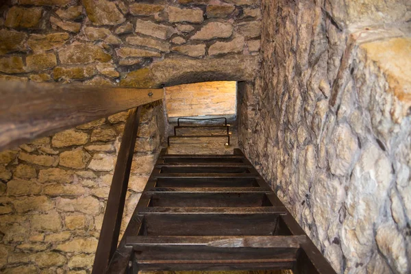 Old wooden steps in castl of San Marino