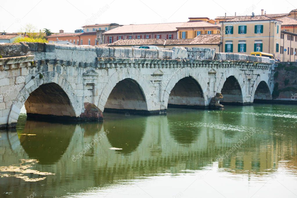 Old Bridge of Tiberius in the city of Rimini