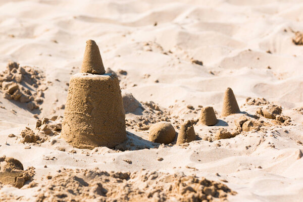 Sandcastle on the sand of a beach