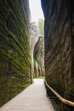 Benzersiz kayalar dağ Adrspasske skaly Ulusal Park Adrszpach, Çek Cumhuriyeti