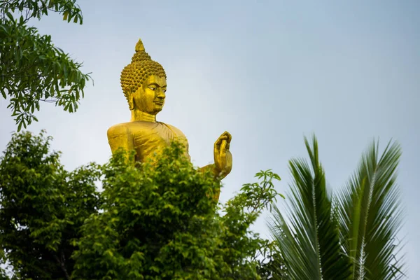 Gold Big Buddha en templo de montaña es el punto más alto de Koh Sumui —  Fotos de Stock