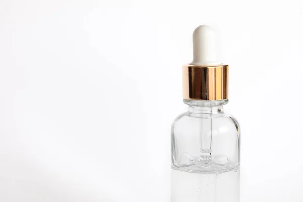 Dropper Glass Bottle Mock Growth Acido Ialuronico Sfondo Bianco Siero — Foto Stock