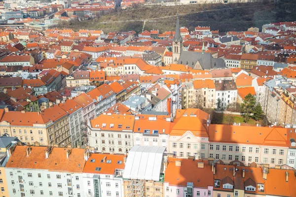 Widok Powietrza Pragi Wieży Telewizyjnej Zizkov Słoneczny Dzień Praga Czechy — Zdjęcie stockowe