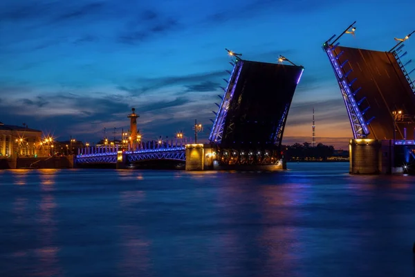 Night View Palace Drawbridge — Stock Photo, Image