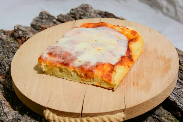 Cuisine Italienne Maison Pizza Base Farine Blé Dur Tomate Mozzarella — Photo