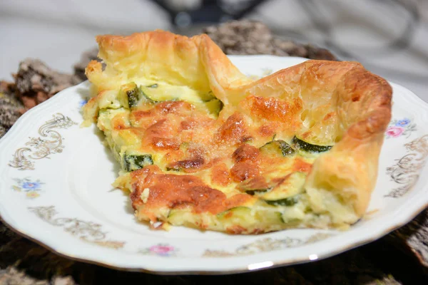 Homemade Italian Food Savory Shortcrust Pie Vegetables Mozzarella — Stock Photo, Image