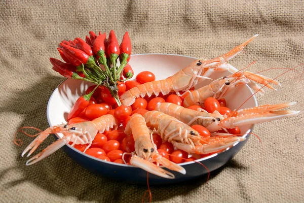 Pescado Scampi Italiano Para Una Cocina Italiana Gourmet —  Fotos de Stock