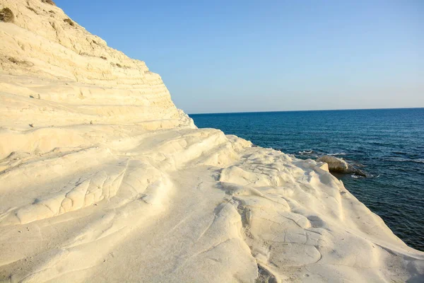 Kilátás Scala Dei Turchi Szicíliában Naplementekor Amikor Erózió Leginkább Látható — Stock Fotó