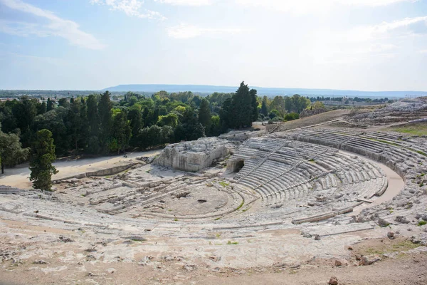 Вигляд Перспективи Грецького Театру Сіракузах Італія — стокове фото