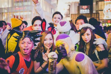 Osaka, Japonya - 31 Ekim 2015: Osa'Dotonbori alışveriş caddesi