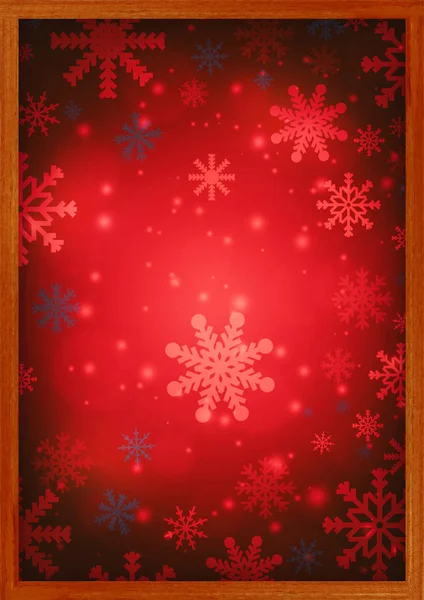 Wooden frame for product placement with blur christmas wallpaper — Stock Photo, Image