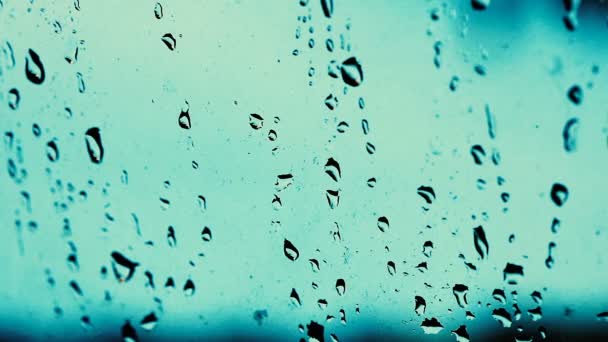 Rain drops against window with vintage process tone. — Stock Video