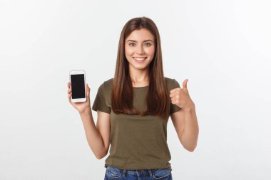 Akıllı Telefonu Tutan Kız - Güzel gülümseyen kız akıllı telefonu tutuyor