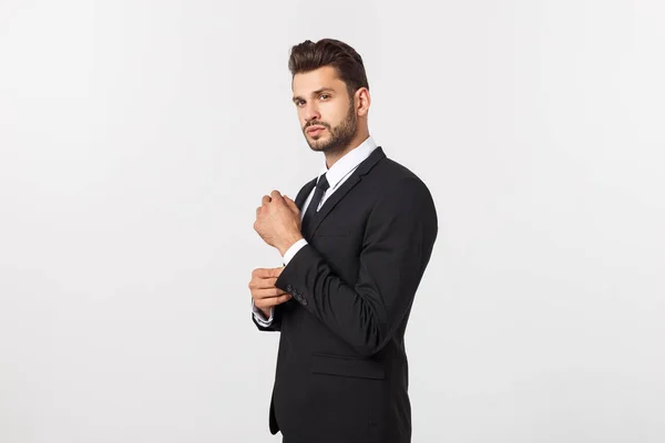 Business and office concept - handsome smart buisnessman looking to camera. Isolated over white background. — Stock Photo, Image