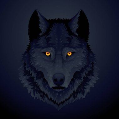 Vektör logo T-shirt tasarım için kurt veya dış giyim. Avcılık stil kurt arka plan