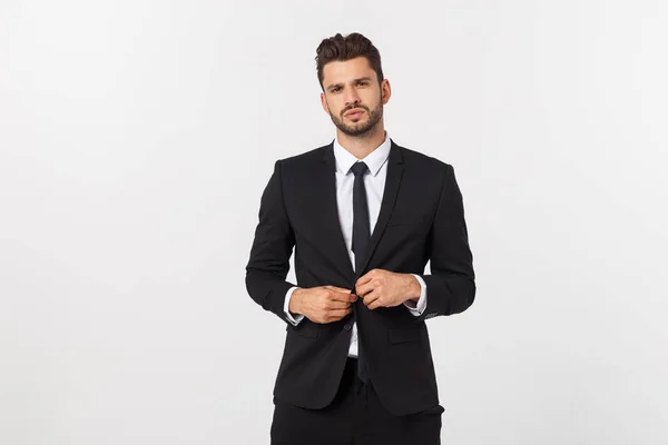 Business Concept - Ritratto Bello Uomo d'affari volto fiducioso. Sfondo bianco . — Foto Stock