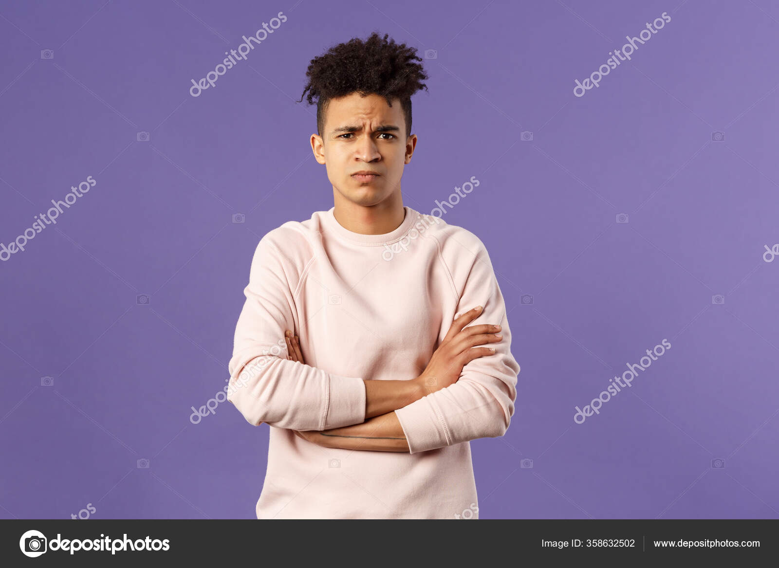 Upset jealous moody clingy girlfriend sulking offended cross hands chest  blocking pose frowning disappointed complaining unfair treatment stand  yellow Stock Photo - Alamy