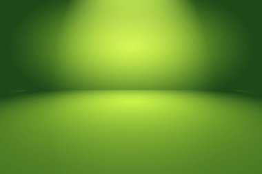 Metnin ve resmin için alanı olan yeşil eğimli soyut arkaplan boş oda.