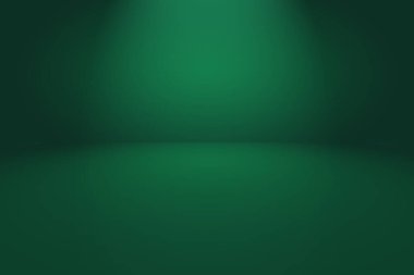 Metnin ve resmin için alanı olan yeşil eğimli soyut arkaplan boş oda.