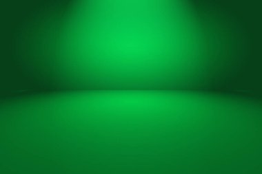 Metnin ve resmin için alanı olan yeşil eğimli soyut arkaplan boş oda.