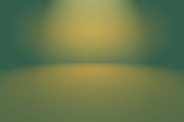 Metnin ve resmin için alanı olan yeşil eğimli soyut arkaplan boş oda.