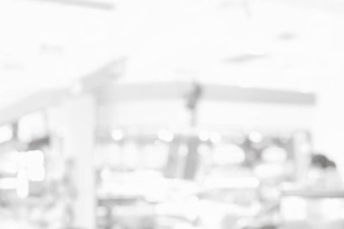 Gri ya da beyaz, mağaza geçmişi bulanık. Odaklanmamış bulanık arkaplan.