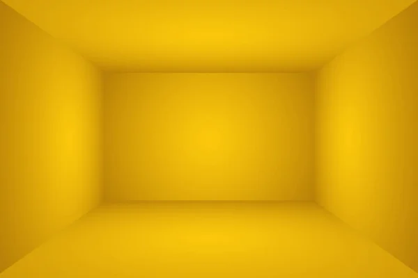 Solido astratto di colore giallo brillante gradiente studio parete stanza sfondo. Camera 3D . — Foto Stock