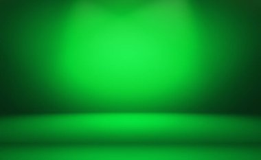 Metnin ve resmin için alanı olan yeşil eğimli soyut arkaplan boş oda.