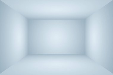 Soyut Lüks Derece Mavi arka plan. Siyah vignette Stüdyo Sancağıyla Pürüzsüz Koyu Mavi. 3D Stüdyo Odası.