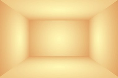 Parlak sarı gradyan stüdyo odası arka planının soyut katı. 3B Oda.