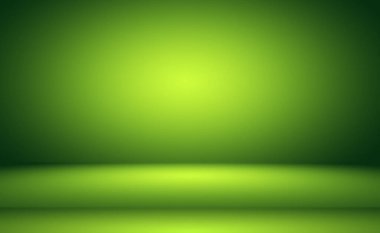 Metnin ve resmin için alanı olan yeşil eğimli soyut arkaplan boş oda.