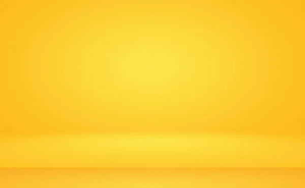 Sólido abstrato de brilho amarelo gradiente estúdio parede quarto fundo. — Fotografia de Stock