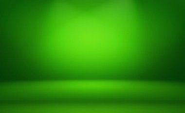 Metnin ve resmin için alanı olan yeşil eğimli soyut arkaplan boş oda.