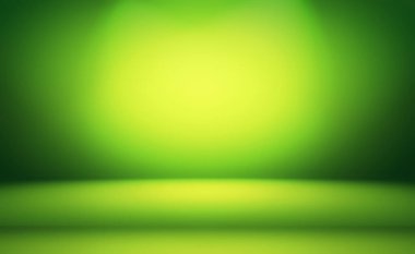 Metnin ve resmin için alanı olan yeşil eğimli soyut arkaplan boş oda.