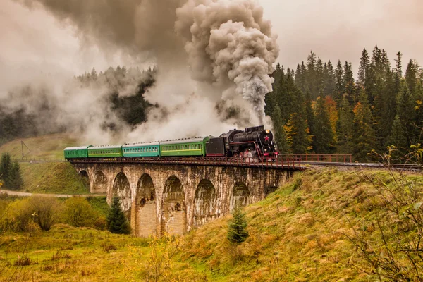 Buharlı tren moyntains Viyadüğü üzerinde