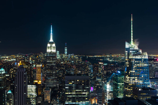 A night view of the Manhattan skyline