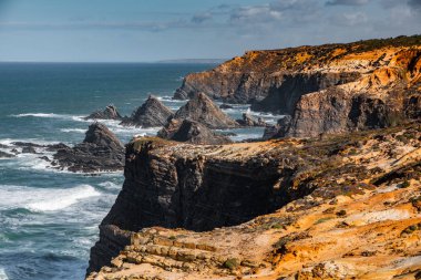 Portekiz 'in batı kıyısındaki güzel uçurumlar, Alentejo Sahil Bölgesi (Costa Vicentina) - Portekiz