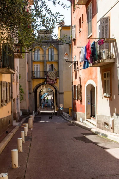 Antigua Ciudad Tradicional Niza Calles Estrechas Día Soleado Con Cielo — Foto de Stock