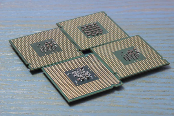 computer processor on a wooden background