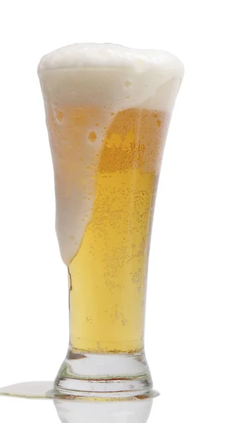 Mug of light beer on white background — Stock Photo, Image