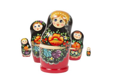 Beyaz arka plan üzerinde güzel Rus Matruşka oyuncağı. parlak matreshka