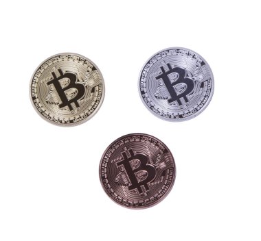 Altın gümüş ve Bronz sikke bitcoin